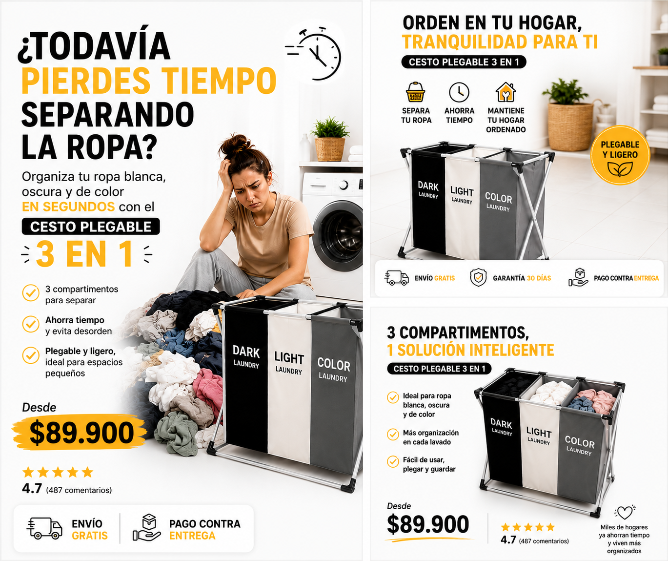 Canasta Ropa Sucia Bote Plegable hogar