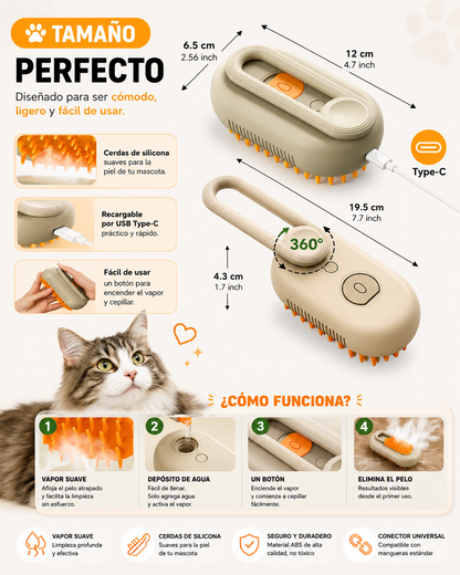 CEPILLO VAPORIZADOR PARA MASCOTAS