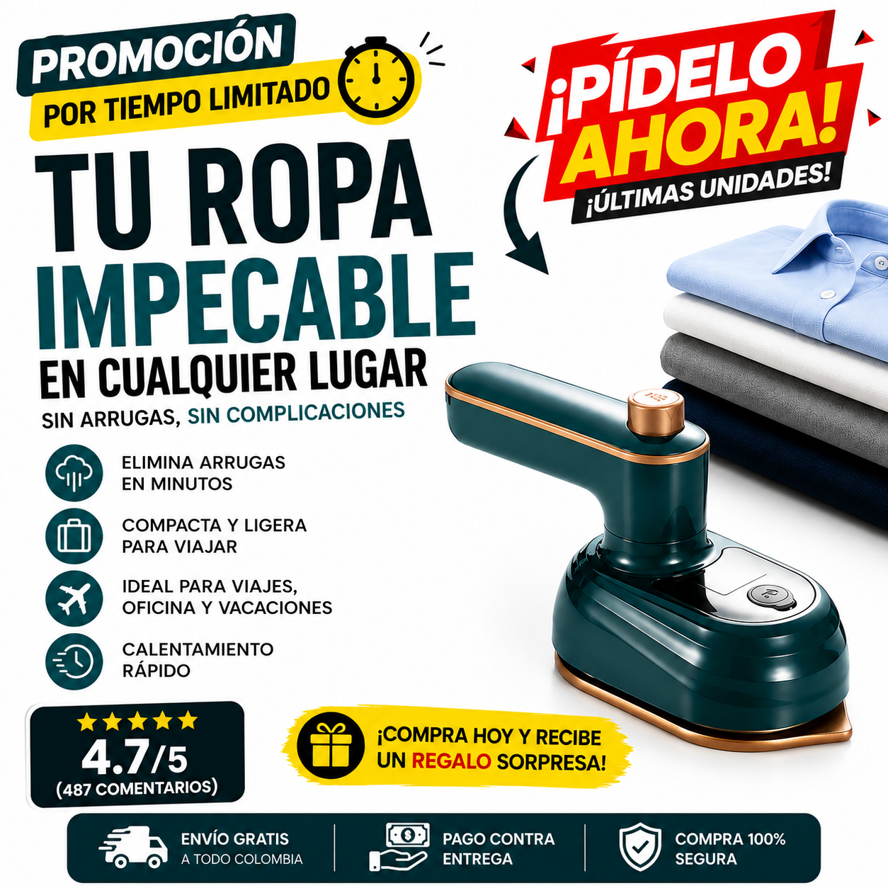 Mini Plancha de Vapor Portátil