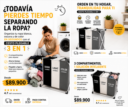 Canasta Ropa Sucia Bote Plegable hogar